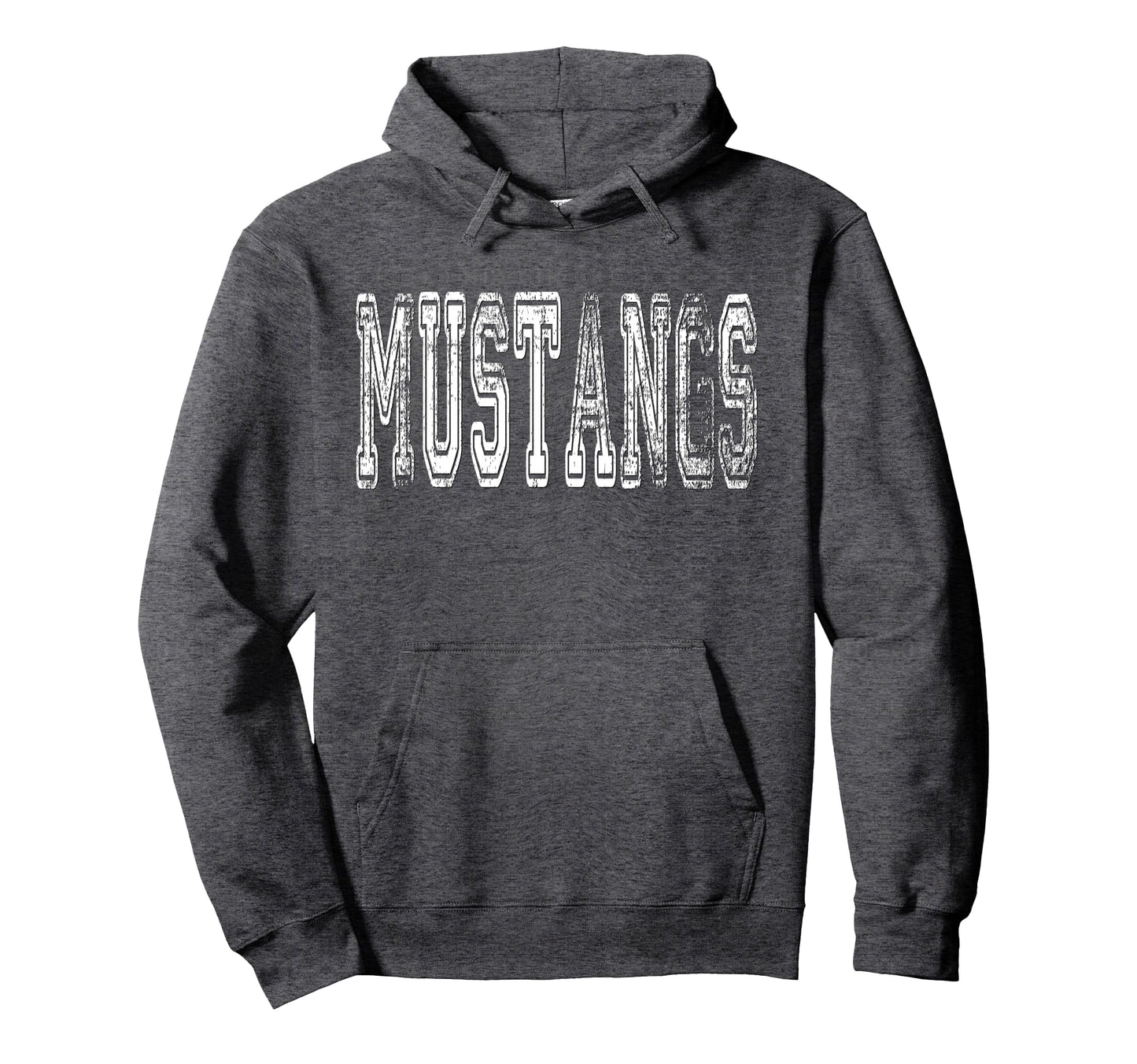 Mustangs Mascot Distressed School Sports Hoodie - Novelty Apparel Unisex - T-Shirt, Sweatshirt, Hoodie
