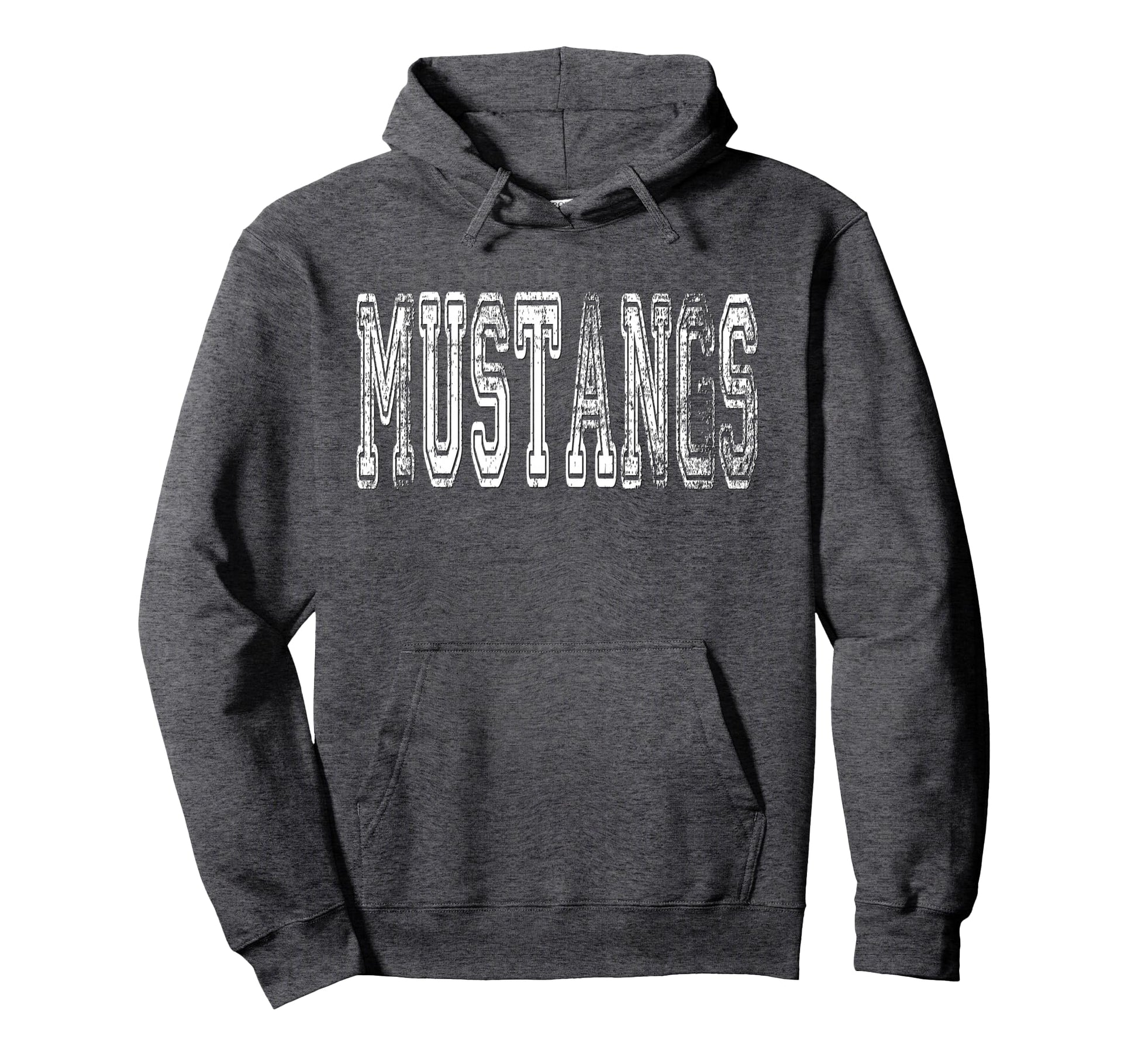 Mustangs Mascot Distressed School Sports Hoodie - Novelty Apparel Unisex - T-Shirt, Sweatshirt, Hoodie
