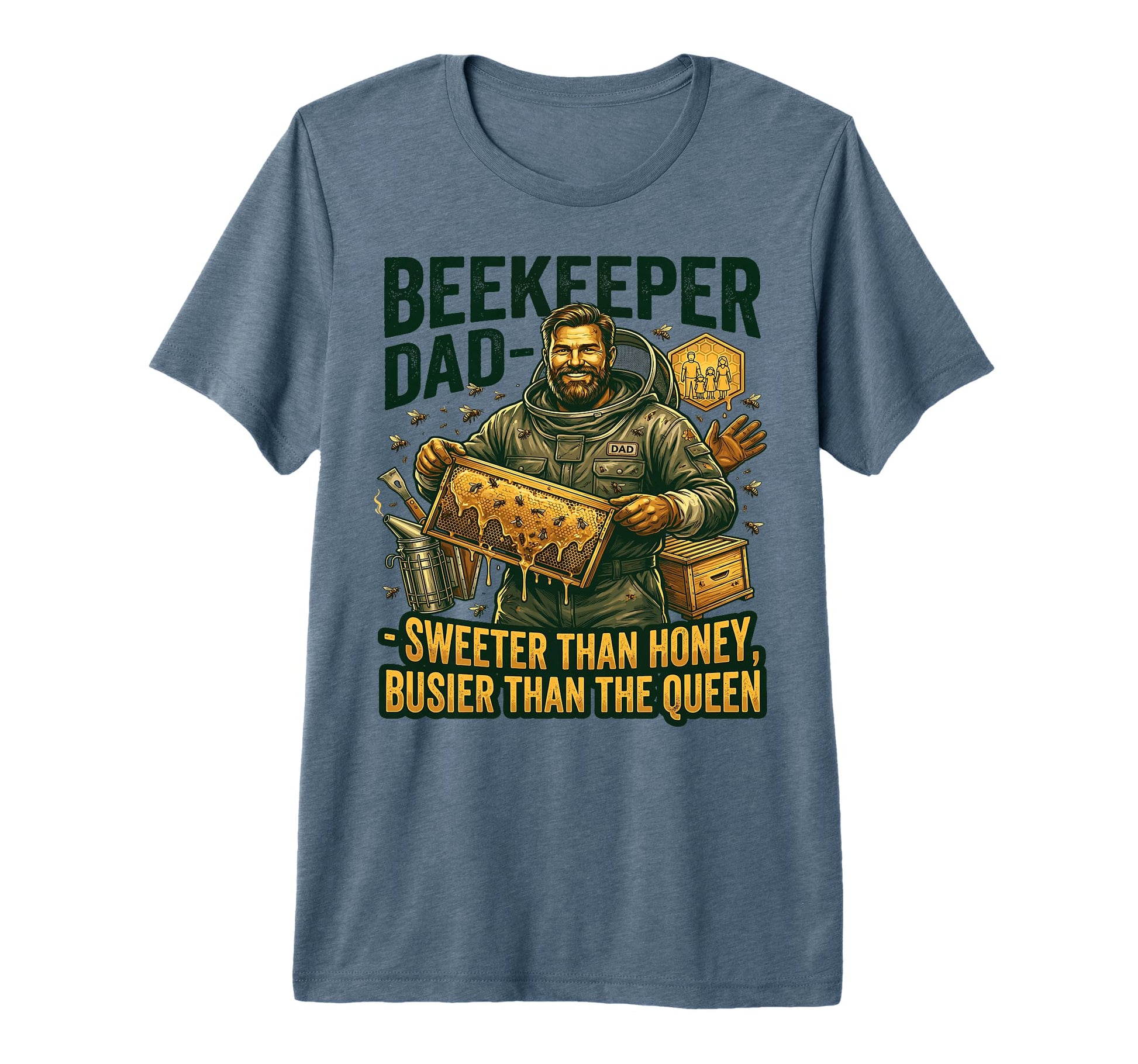 Beekeeper Dad Bee Lover Honeycomb T-Shirt - Fun Novelty Design Unisex - T-Shirt, Sweatshirt, Hoodie