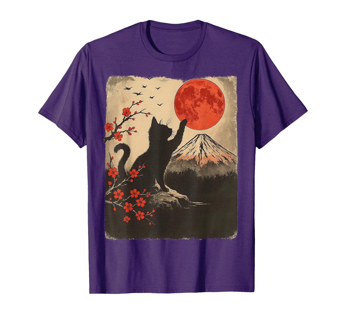 Black Cat Japan Art Japanese Theme T-Shirt - Streetwear Style for Adults - T-Shirt, Sweatshirt, Hoodie