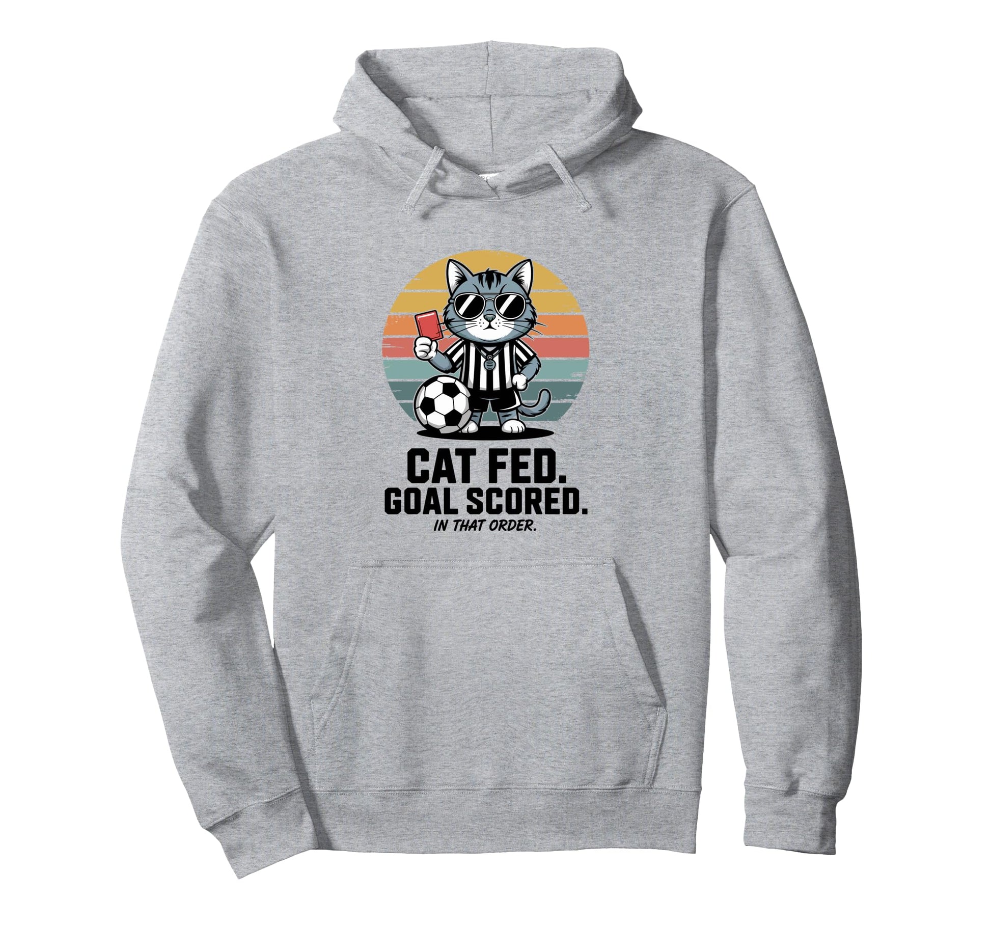 Cat Soccer Referee Dad Kitty Feline Hoodie - Trendy Graphic for Adults - T-Shirt, Sweatshirt, Hoodie