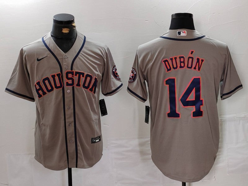Men's Houston Astros Mauricio Dubon #14 Gray Road Replica Player Jersey baseball jersey product view 1