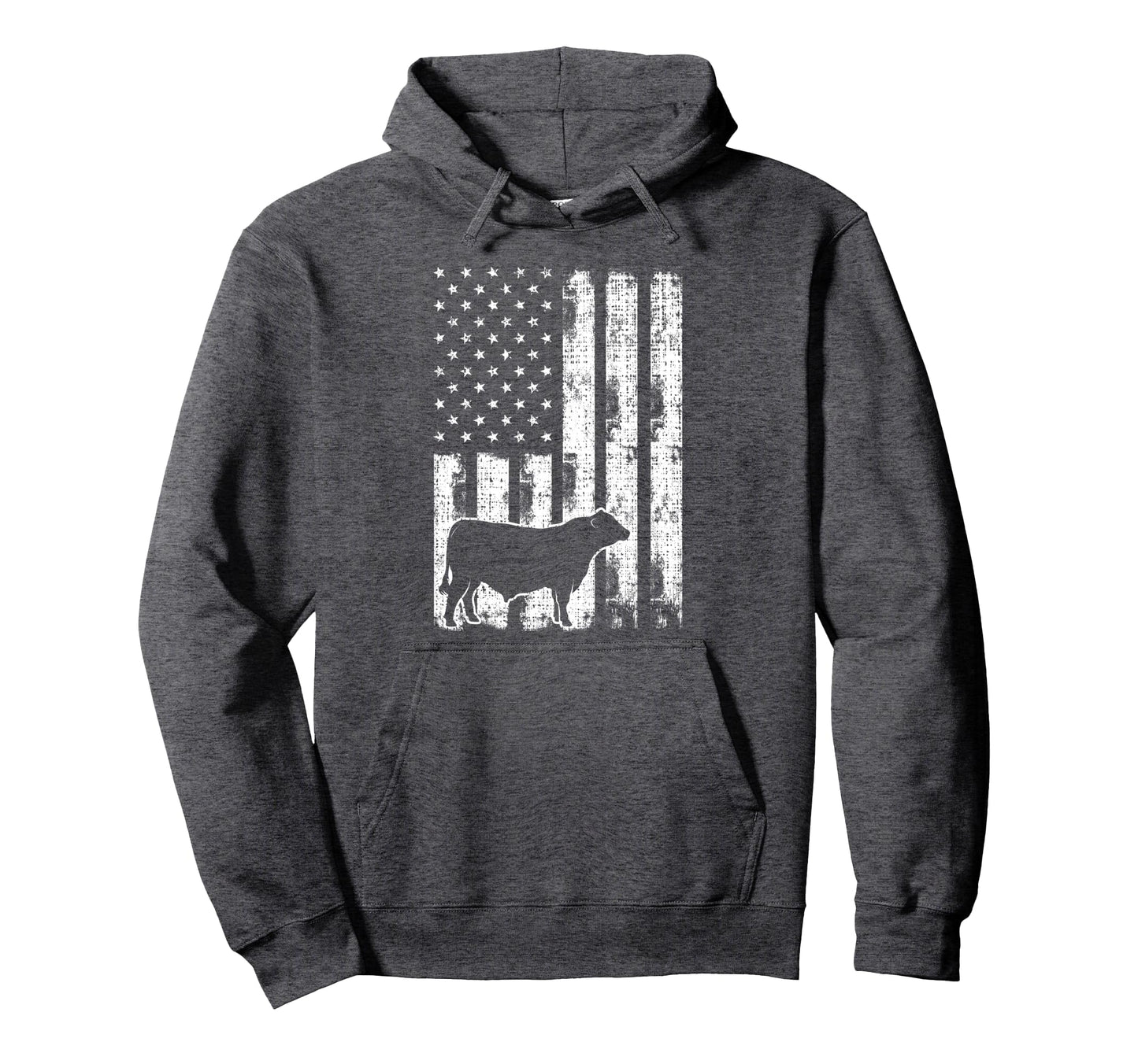 American Flag Usa Cow Black Angus Hoodie - Minimalist Print for Adults - T-Shirt, Sweatshirt, Hoodie