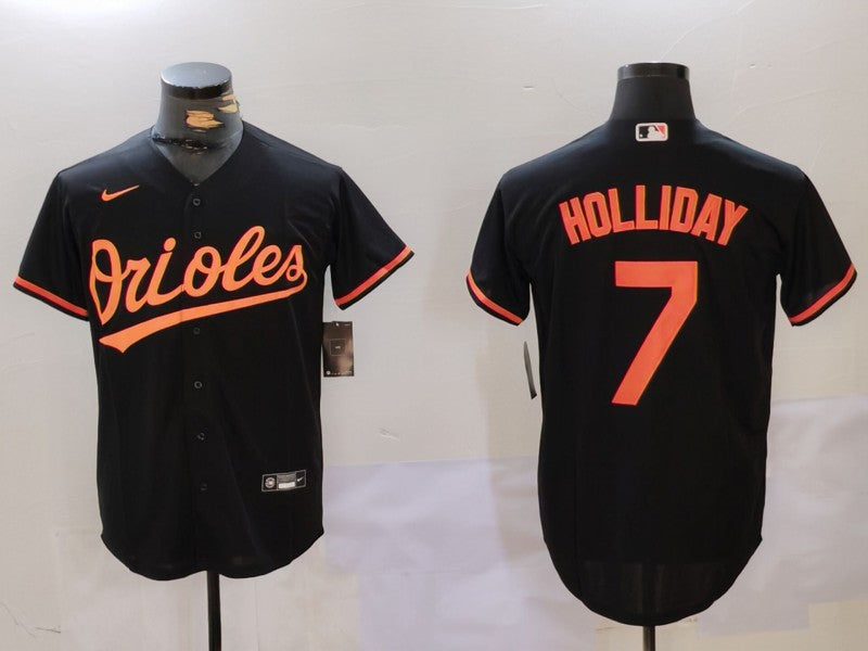 Men's Baltimore Orioles Jackson Holliday Black Replica Player Jersey baseball jersey product view 1