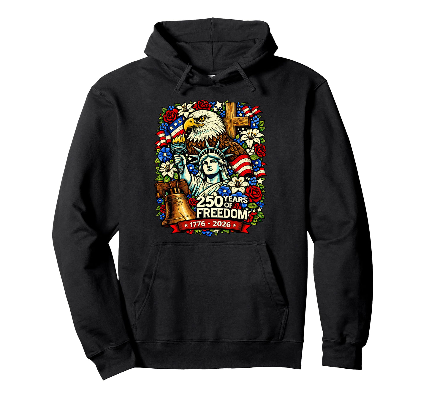 250Th Anniversary Usa Flag Eagle Cross Hoodie - Unique Graphic Unisex - T-Shirt, Sweatshirt, Hoodie