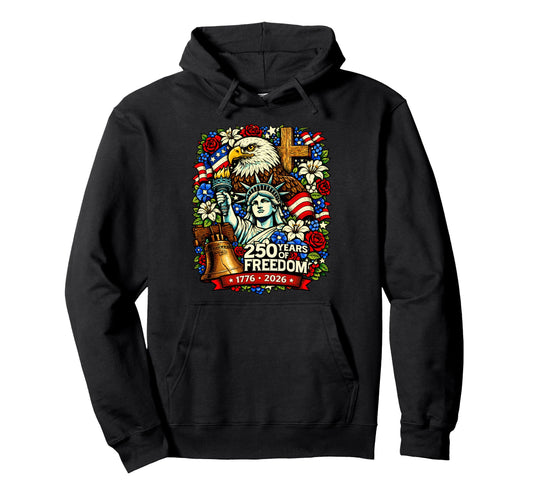 250Th Anniversary Usa Flag Eagle Cross Hoodie - Unique Graphic Unisex - T-Shirt, Sweatshirt, Hoodie