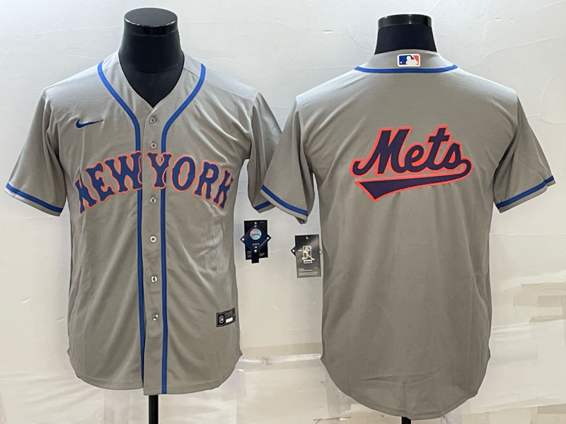 Men's New York Mets Gray Road Authentic Team Jersey baseball jersey product view 1