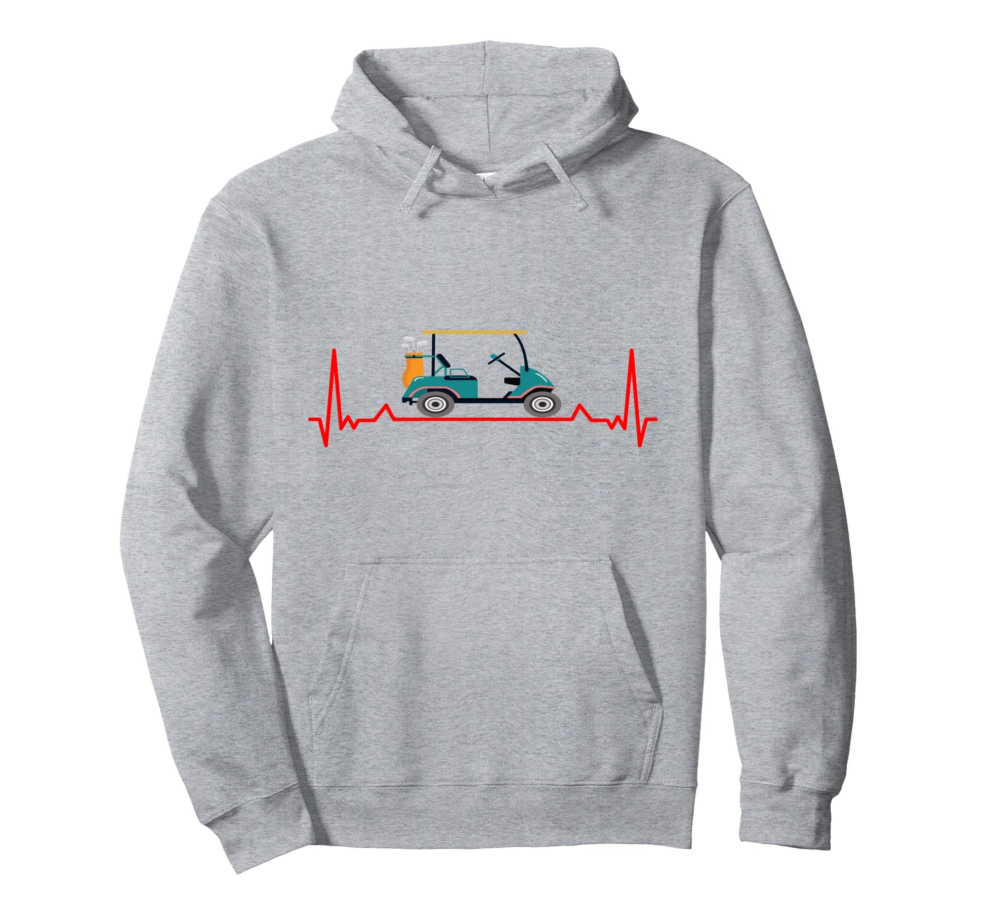 Ekg Heartbeat Pulse Line Golf Cart Club Hoodie - Novelty Apparel Unisex - T-Shirt, Sweatshirt, Hoodie