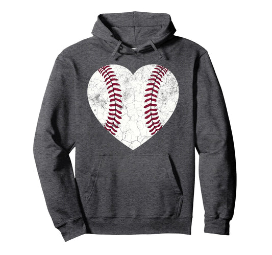 Baseball Heart Fun Mom Dad Softball Gift Hoodie - Graphic Print for Adults - T-Shirt, Sweatshirt, Hoodie