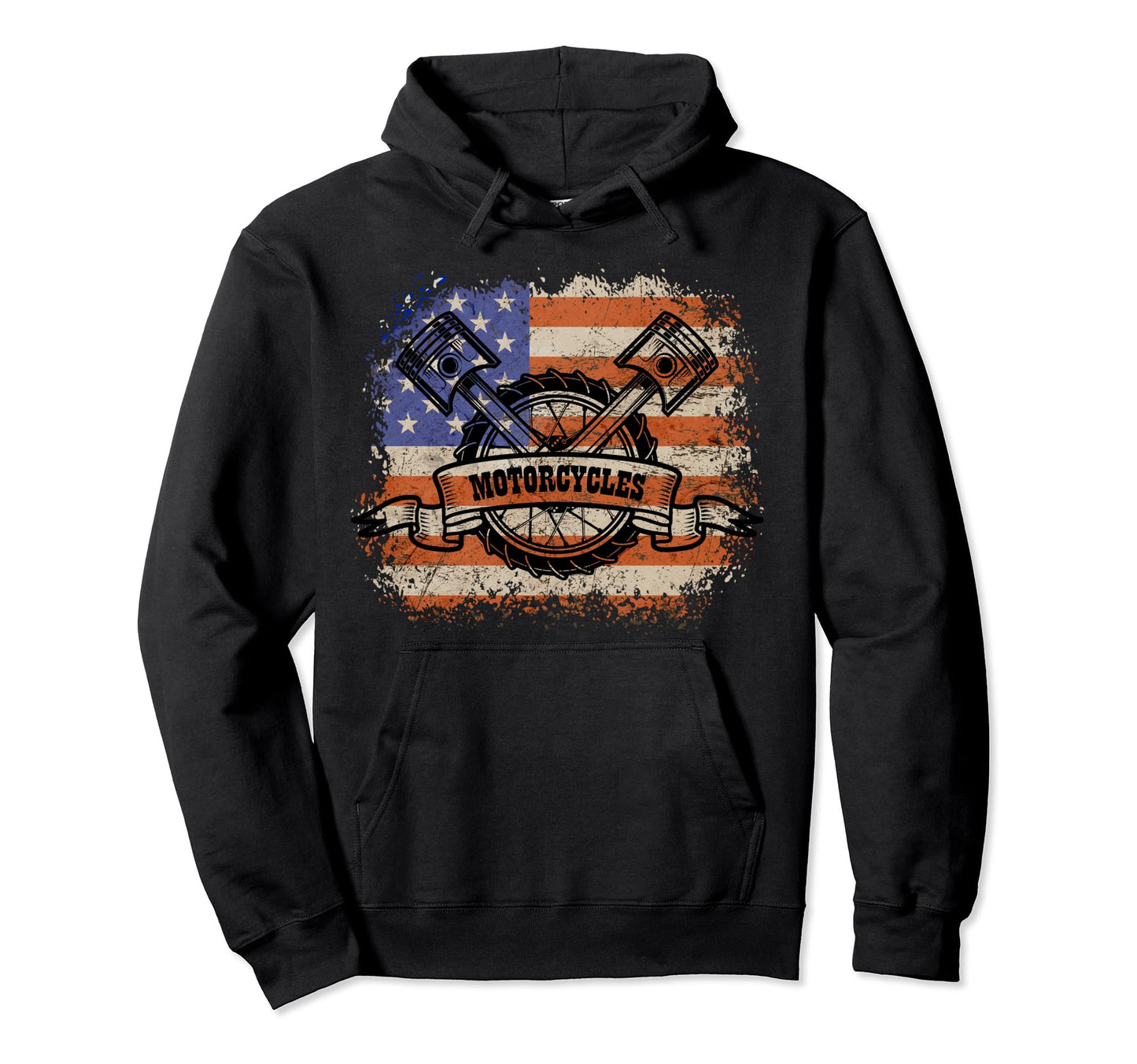 Us Flag Biker Dad Motorcycle Fathers Day Hoodie - Aesthetic Graphic Unisex - T-Shirt, Sweatshirt, Hoodie