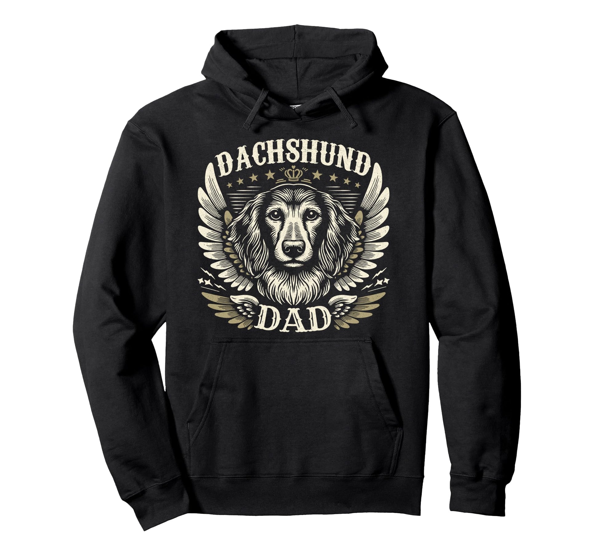 Dachshund Dad Biker Wings Motorcycle Hoodie - Aesthetic Graphic Men Women - T-Shirt, Sweatshirt, Hoodie