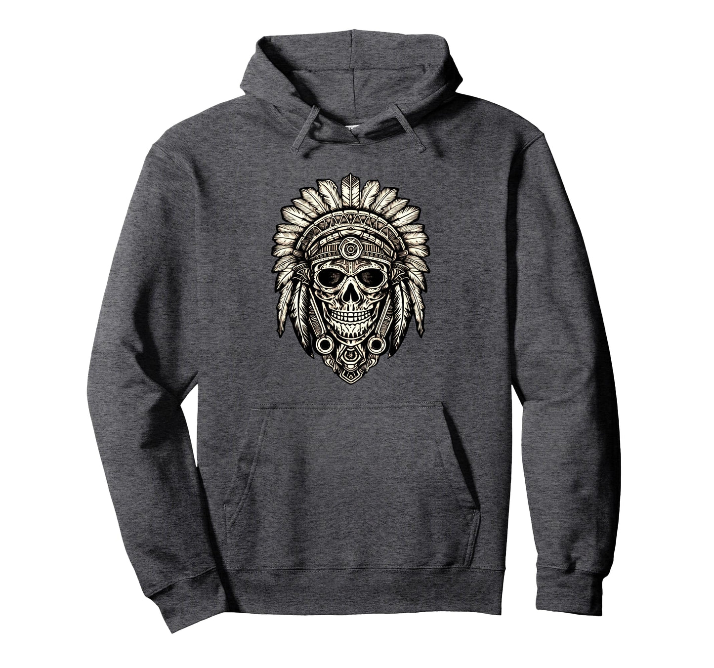Skull Native Chief Hat War Bonnet Hoodie - Custom Art Print Men Women - T-Shirt, Sweatshirt, Hoodie