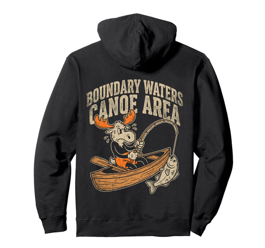 Boundary Waters Canoe Area Moose Kayak Hoodie - Trendy Graphic for Adults - T-Shirt, Sweatshirt, Hoodie