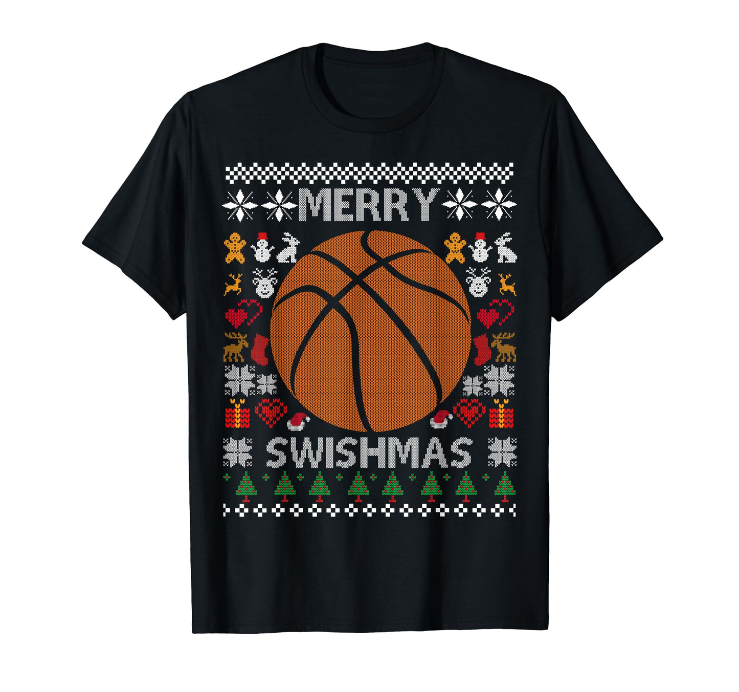 Merry Swishmas Basketball Dad Mom Player T-Shirt - Graphic Print Unisex - T-Shirt, Sweatshirt, Hoodie