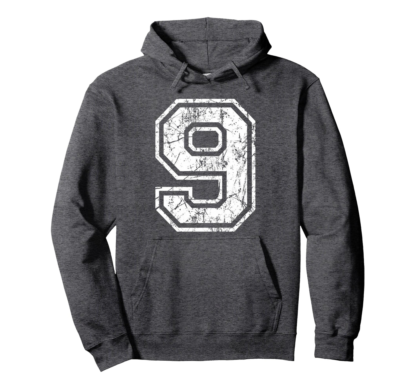 Sports Jersey Grunge Number 9 Fan Team Hoodie - Fun Novelty Design Unisex - T-Shirt, Sweatshirt, Hoodie