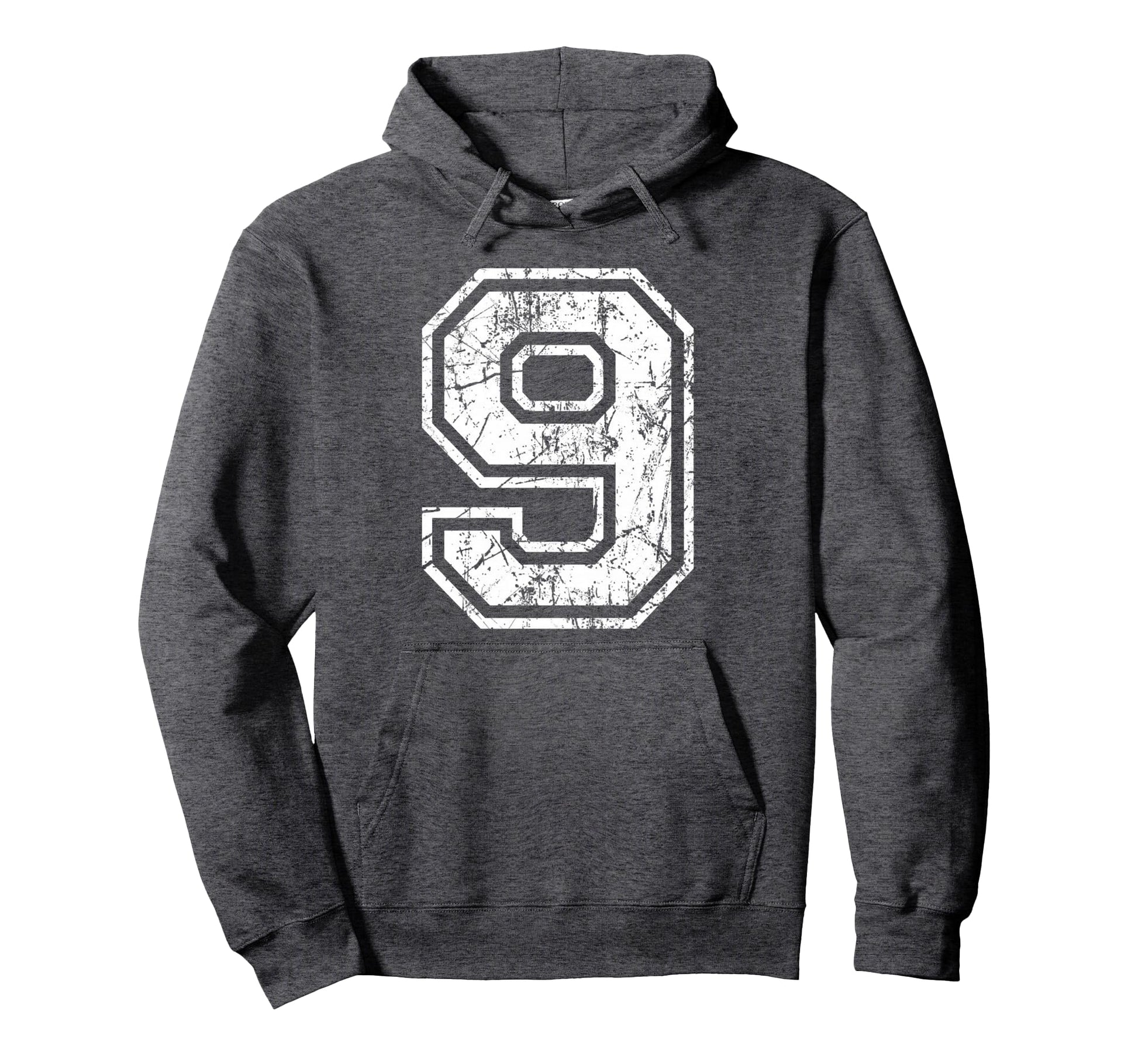 Sports Jersey Grunge Number 9 Fan Team Hoodie - Fun Novelty Design Unisex - T-Shirt, Sweatshirt, Hoodie