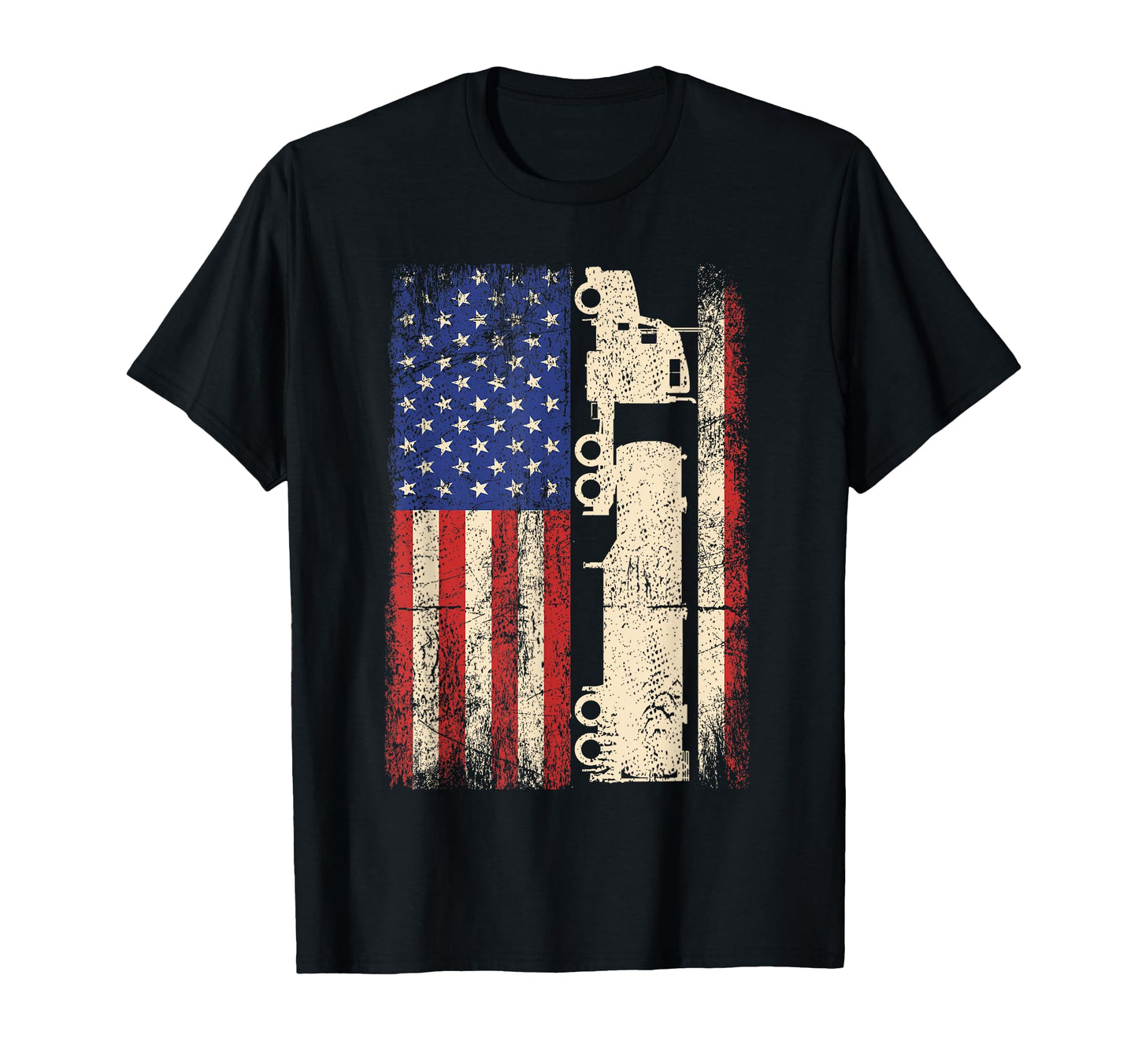 Truck Driver Usa American Flag T-Shirt - Custom Art Print for Adults - T-Shirt, Sweatshirt, Hoodie