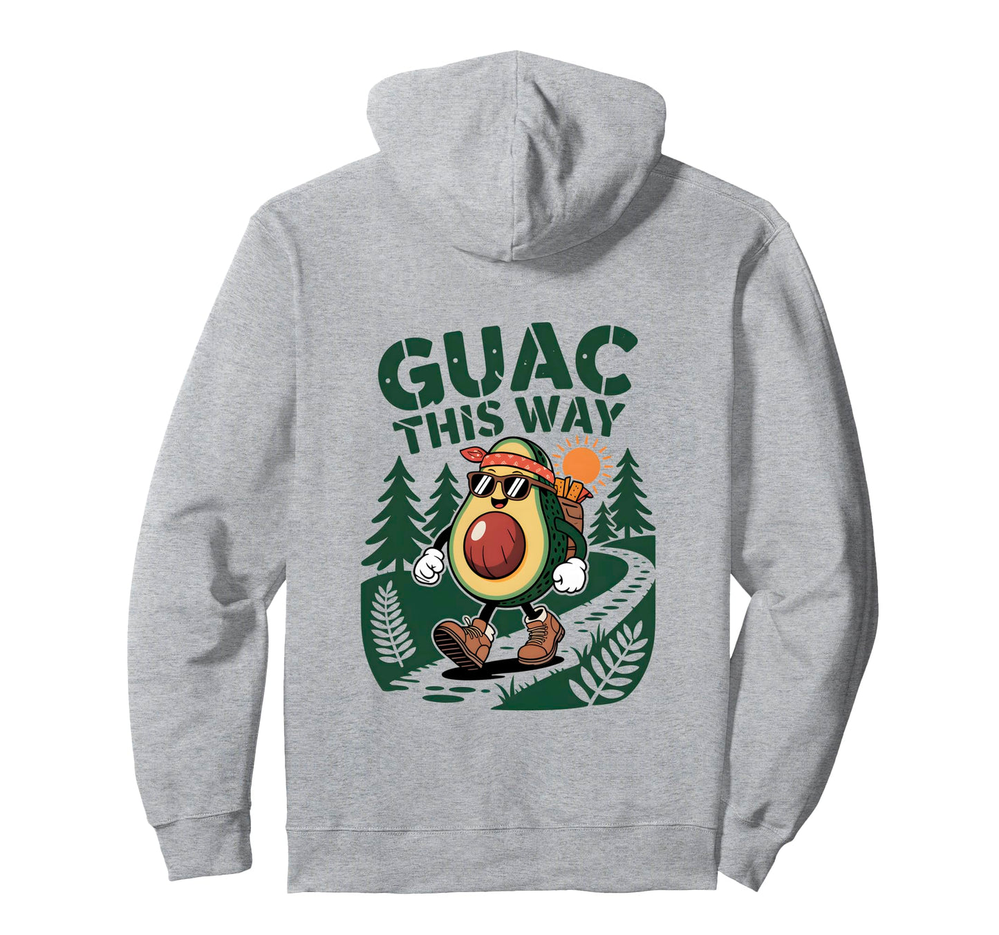 Guac This Way Funny Avocado Hiking Hoodie - Minimalist Print Men Women - T-Shirt, Sweatshirt, Hoodie