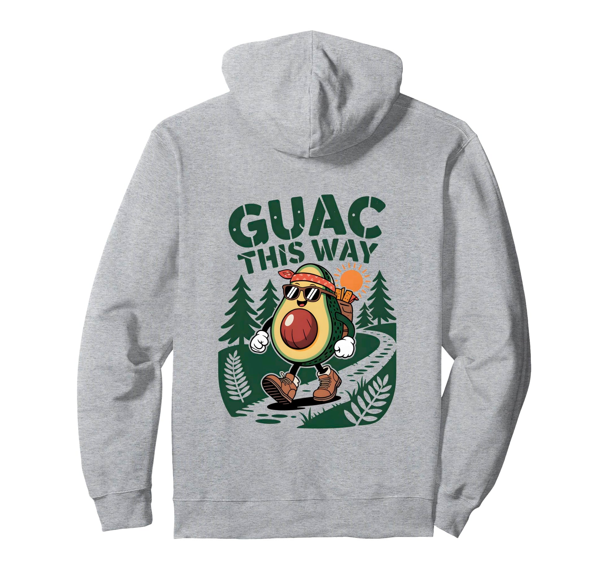 Guac This Way Funny Avocado Hiking Hoodie - Minimalist Print Men Women - T-Shirt, Sweatshirt, Hoodie