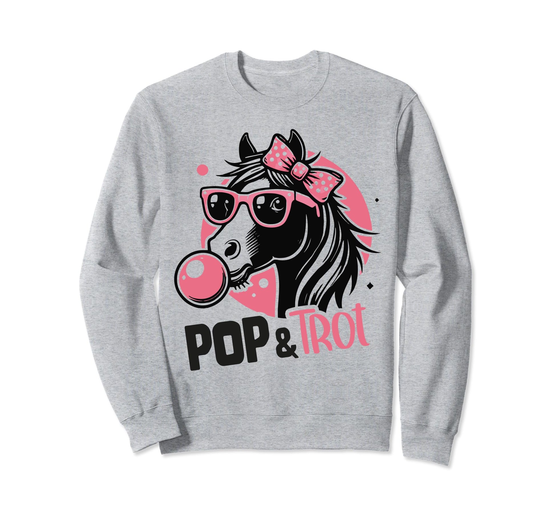 Horse Bow And Glasses Bubble Gum Fun Sweatshirt - Novelty Apparel Unisex - T-Shirt, Sweatshirt, Hoodie
