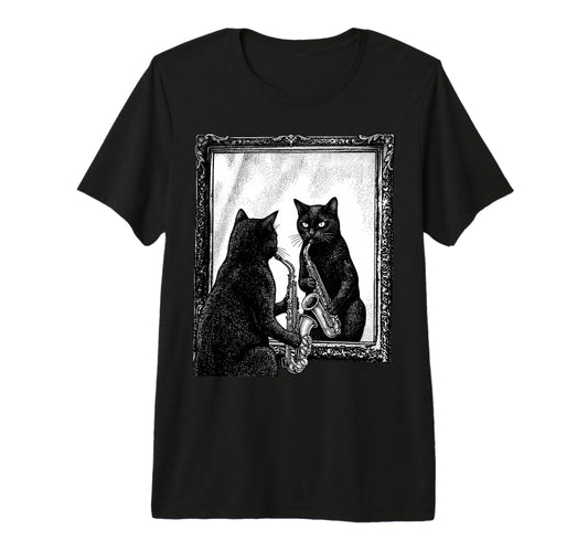 Cat Playing Saxophone Music Saxophonist T-Shirt - Aesthetic Graphic Unisex - T-Shirt, Sweatshirt, Hoodie