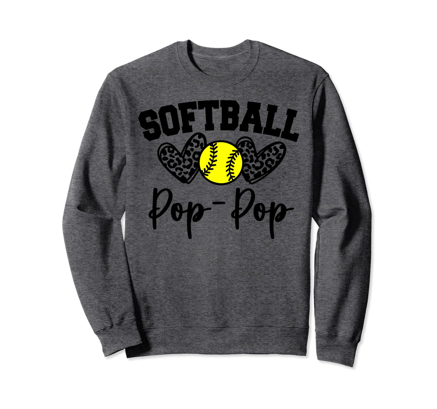 Personalized Softball Heart Pop Pop Sweatshirt - Streetwear Style Unisex - T-Shirt, Sweatshirt, Hoodie