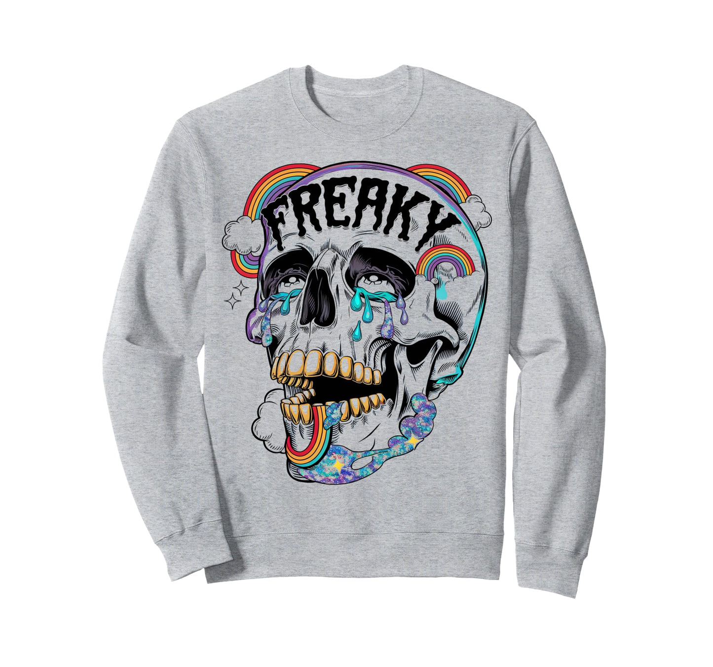 Gothic Tops Skeleton Meme Face Sweatshirt - Unique Graphic for Adults - T-Shirt, Sweatshirt, Hoodie