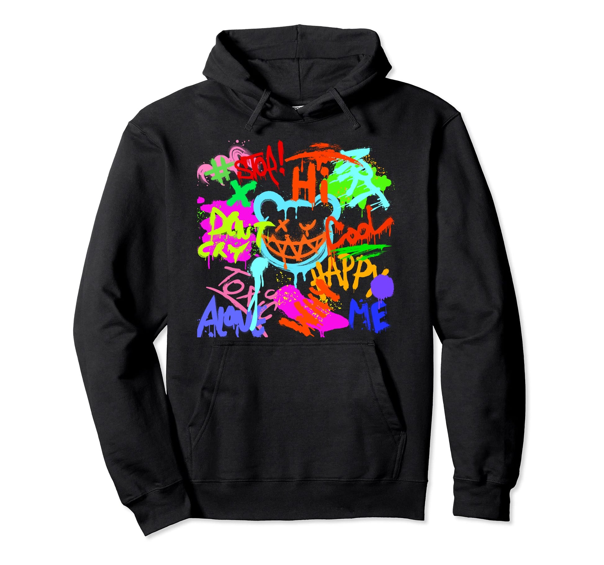 Funny Urban Graffiti Drip Mischievous Hoodie - Minimalist Print for Adults - T-Shirt, Sweatshirt, Hoodie
