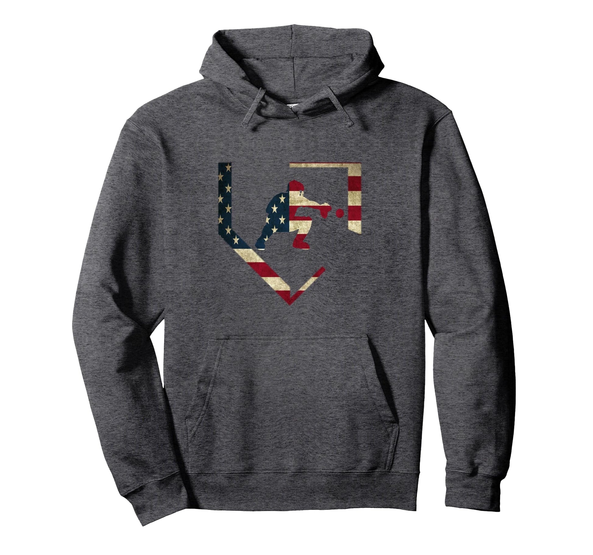 Baseball Catcher Gear American Flag Hoodie - Minimalist Print Men Women - T-Shirt, Sweatshirt, Hoodie
