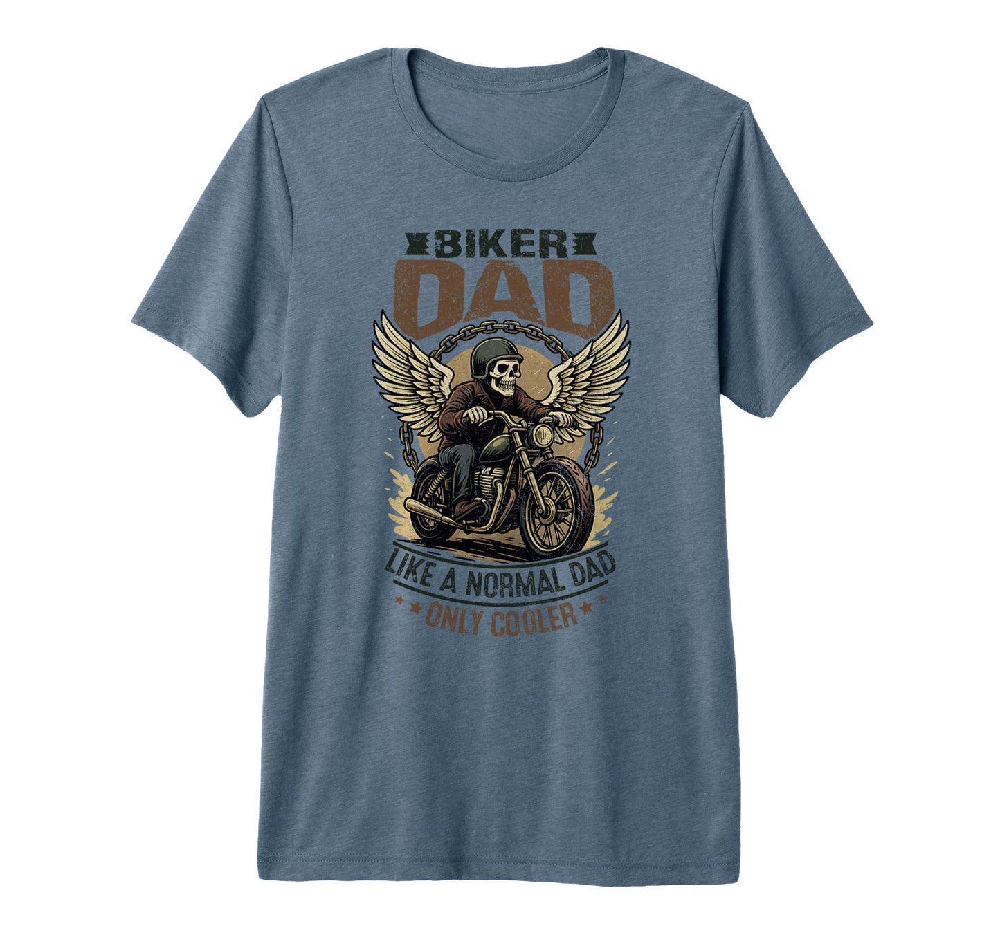 Biker Dad Skeleton Riding Motorcycle T-Shirt - Minimalist Print Men Women - T-Shirt, Sweatshirt, Hoodie