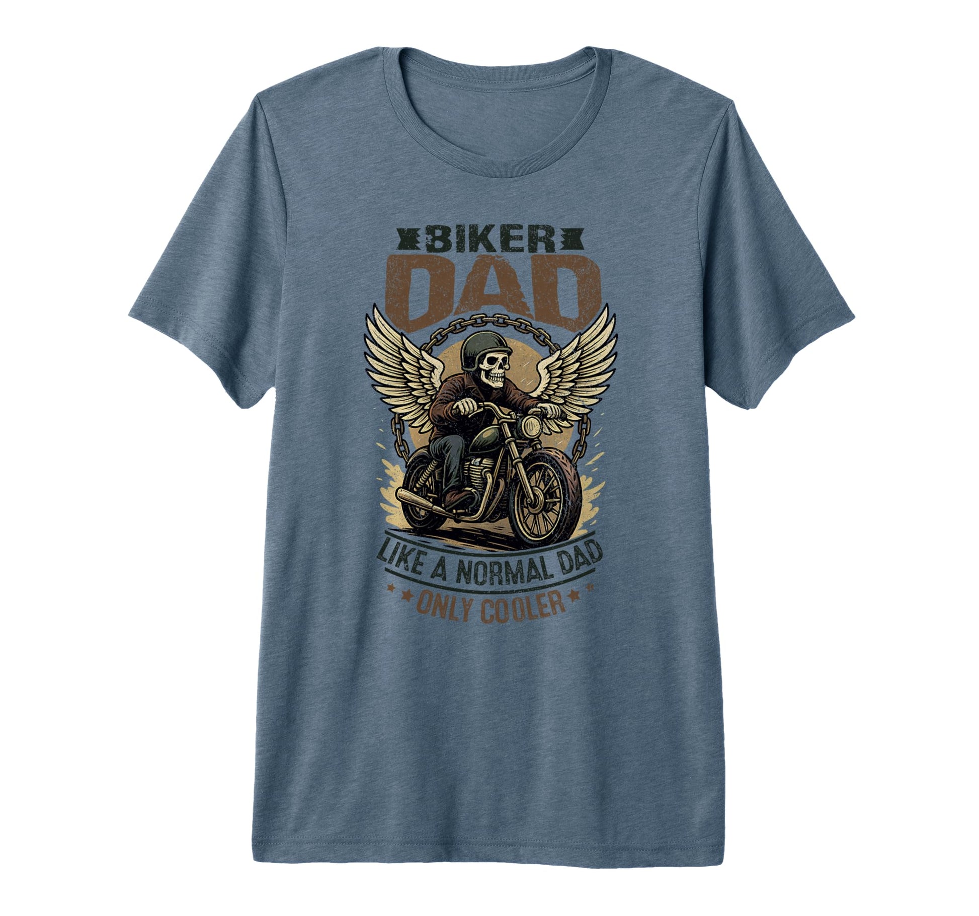Biker Dad Skeleton Riding Motorcycle T-Shirt - Minimalist Print Men Women - T-Shirt, Sweatshirt, Hoodie