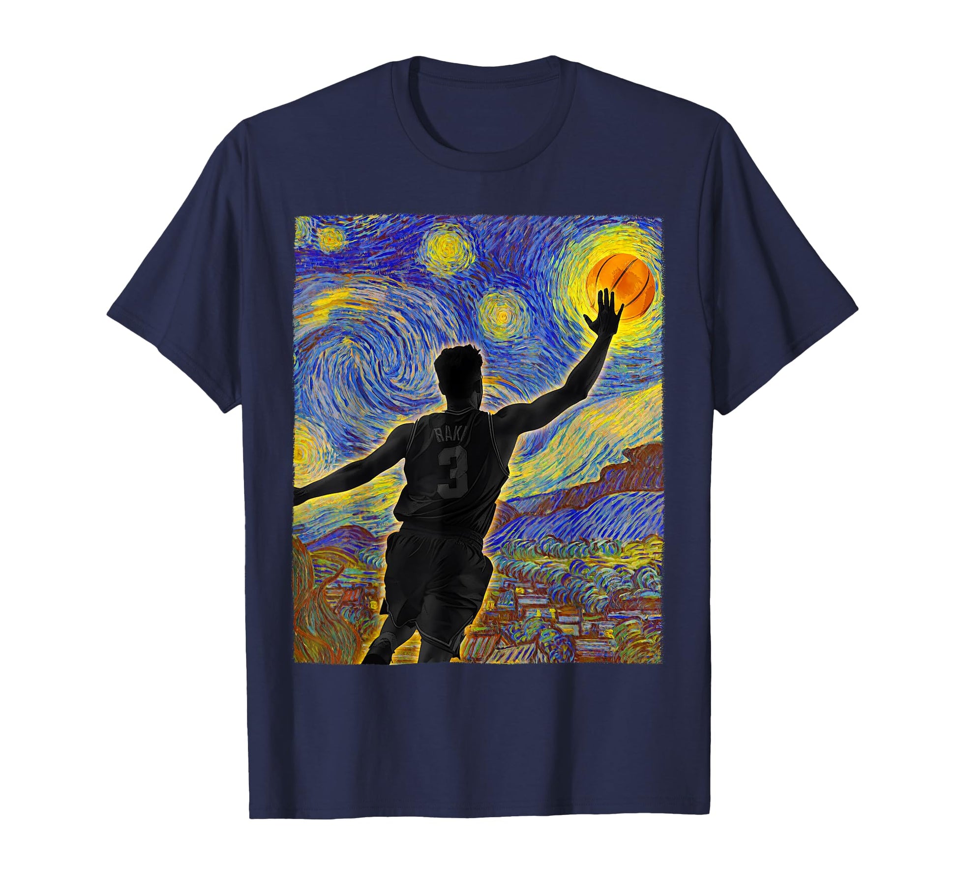 Van Gogh Starry Night Basketball T-Shirt - Unique Graphic for Adults - T-Shirt, Sweatshirt, Hoodie