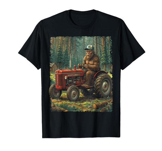 Bigfoot Farmer Driving Tractor Farm Dad T-Shirt - Graphic Print Men Women - T-Shirt, Sweatshirt, Hoodie