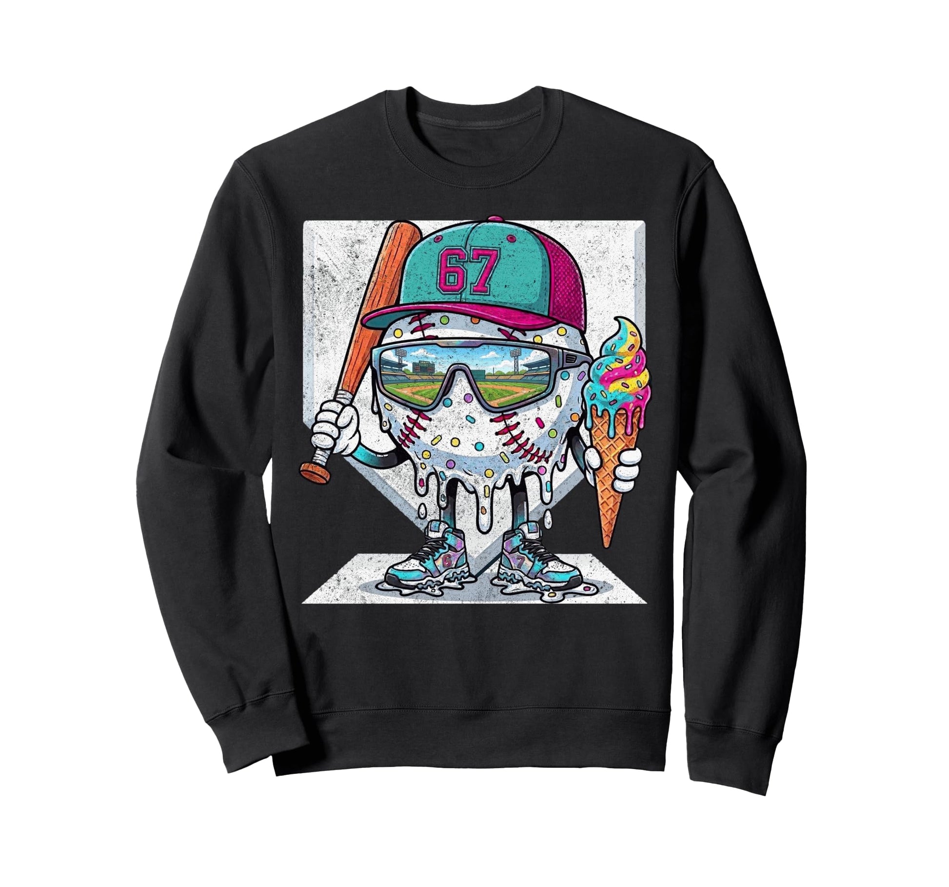 Baseball Drip Ice Cream 67 Gifts T-Shirt - Minimalist Print Men Women - T-Shirt, Sweatshirt, Hoodie