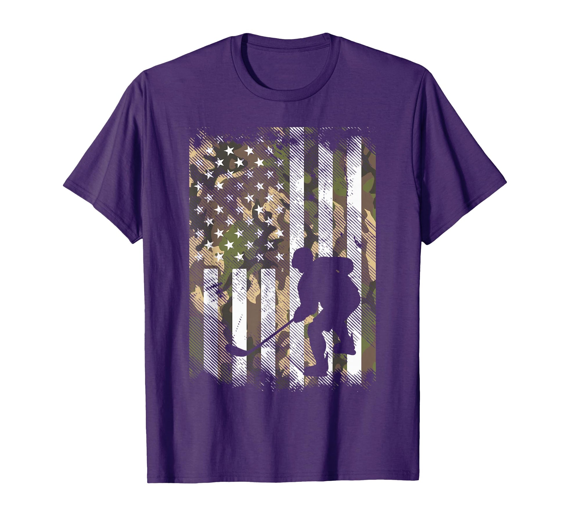 Camo Us Flag Ice Hockey Patriotic T-Shirt - Custom Art Print for Adults - T-Shirt, Sweatshirt, Hoodie