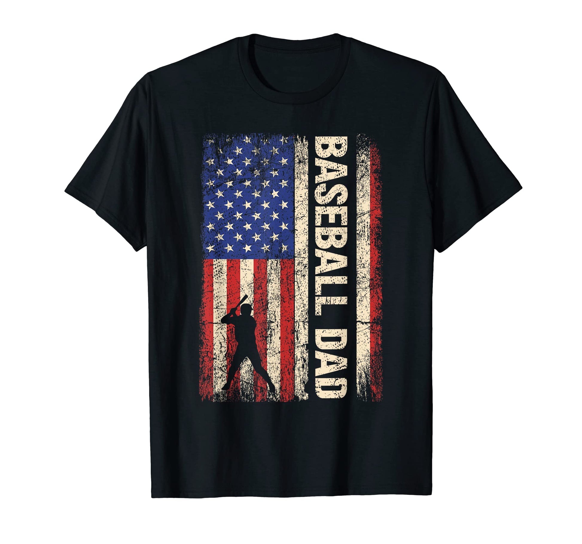 Baseball Dad American Us Flag Papa T-Shirt - Minimalist Print Unisex - T-Shirt, Sweatshirt, Hoodie