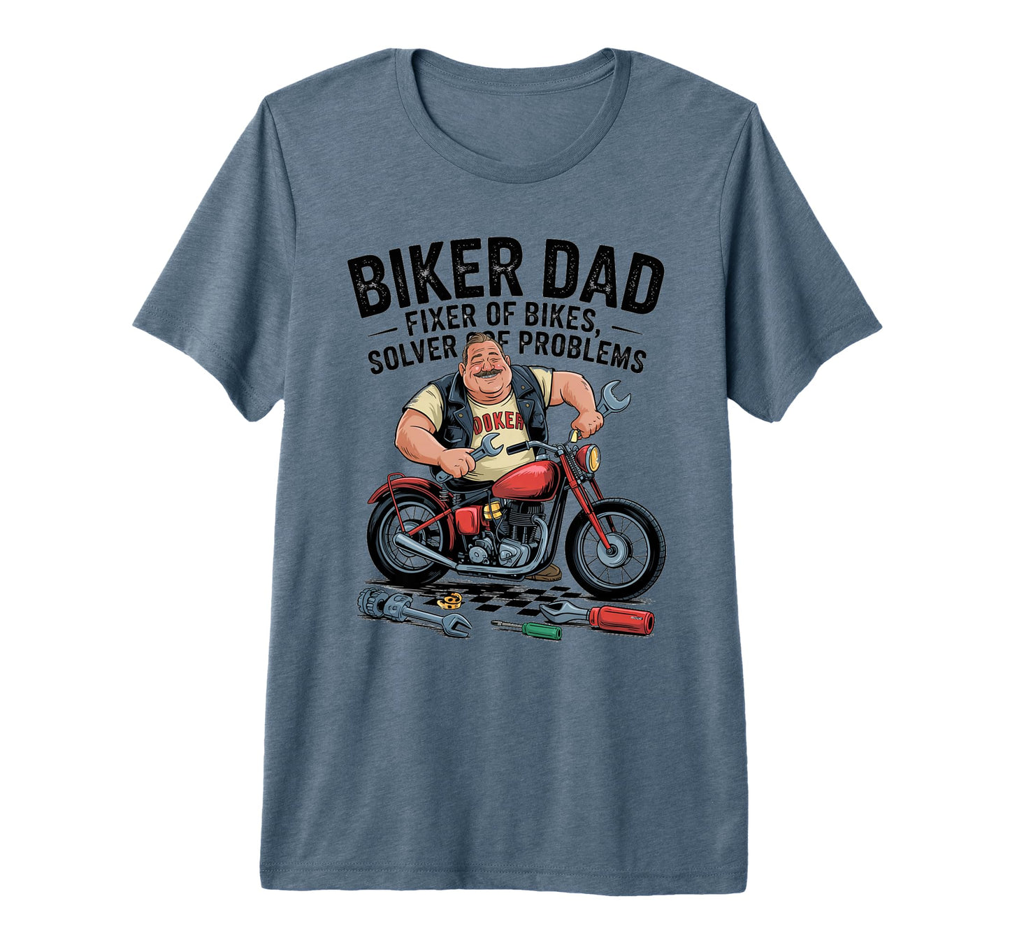Biker Dad Fixer Bikes Solver Problems T-Shirt - Fun Novelty Design Unisex - T-Shirt, Sweatshirt, Hoodie