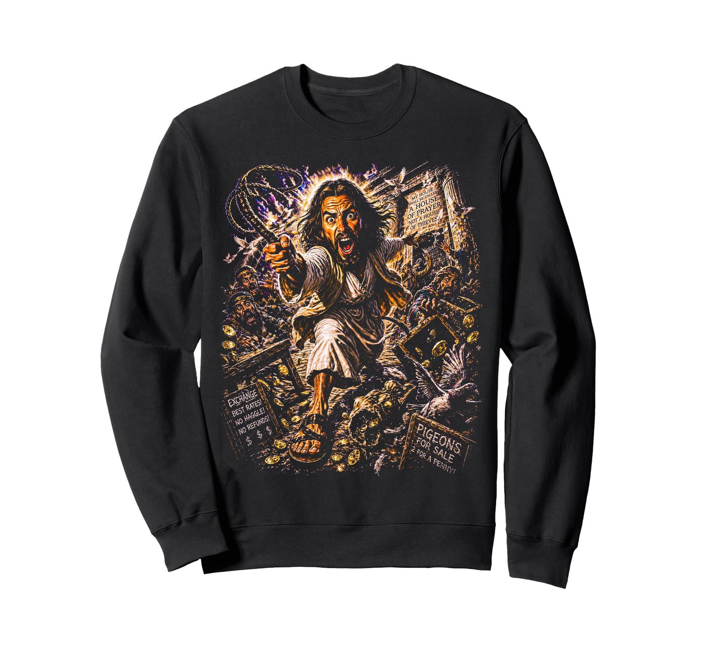 80S Jesus Whip Clears Temple Sweatshirt - Novelty Apparel Men Women - T-Shirt, Sweatshirt, Hoodie