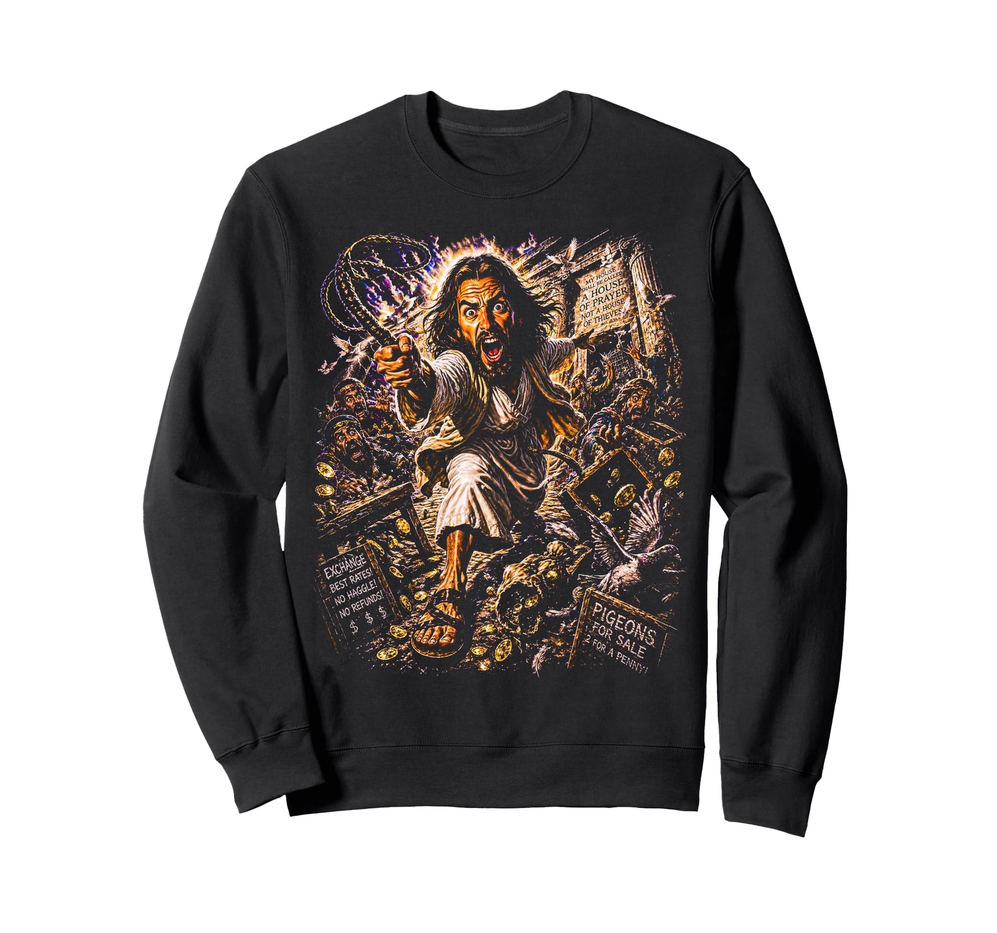 80S Jesus Whip Clears Temple Sweatshirt - Novelty Apparel Men Women - T-Shirt, Sweatshirt, Hoodie