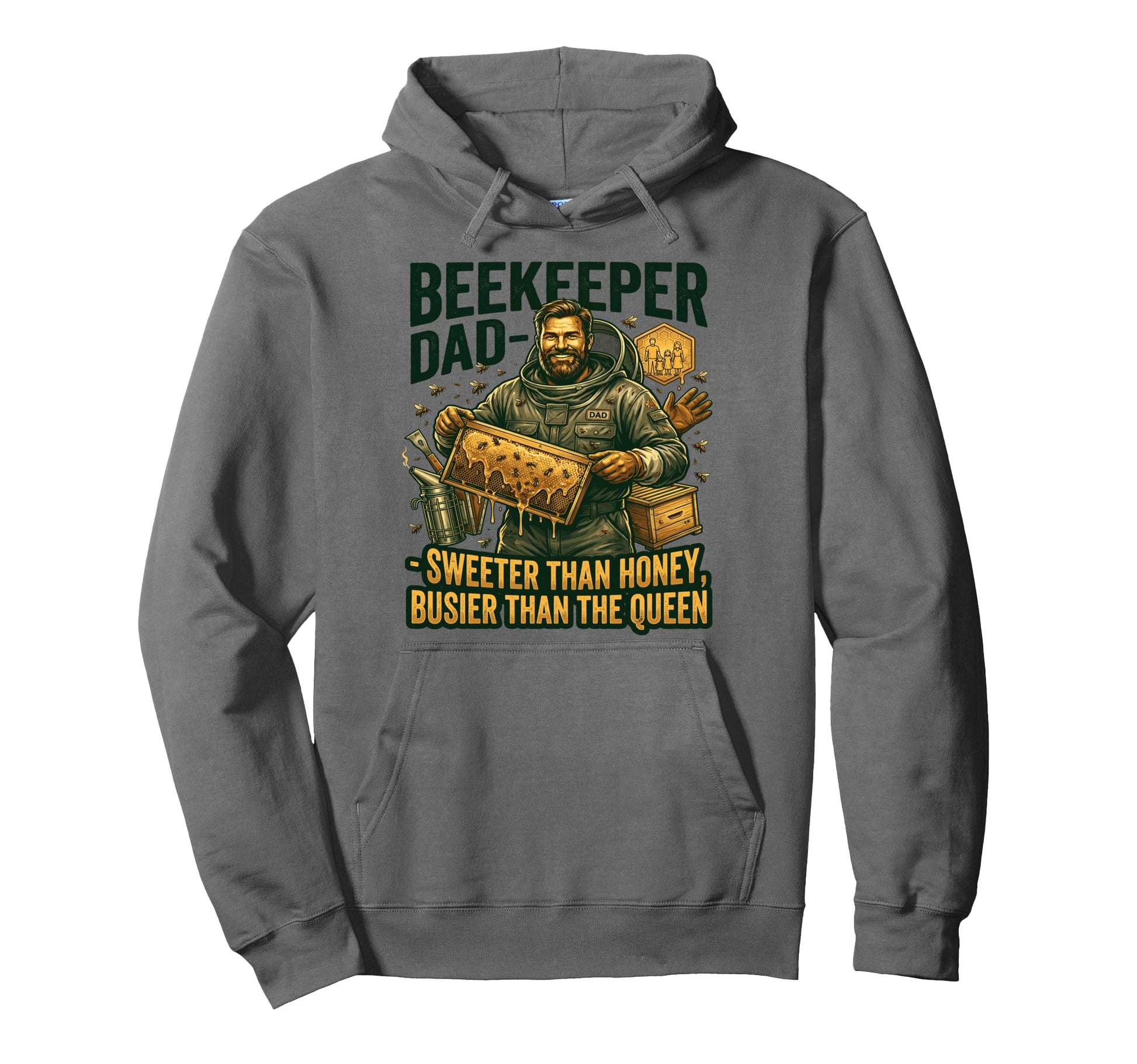 Beekeeper Dad Bee Lover Honeycomb Hoodie - Custom Art Print for Adults - T-Shirt, Sweatshirt, Hoodie