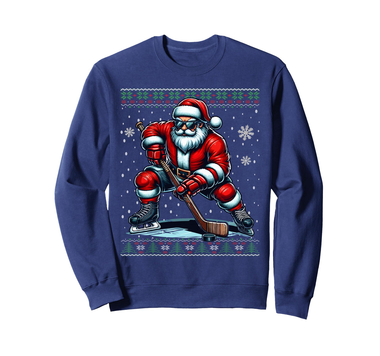 Santa Hockey Ugly Ice Hockey Sweatshirt - Minimalist Print for Adults - T-Shirt, Sweatshirt, Hoodie