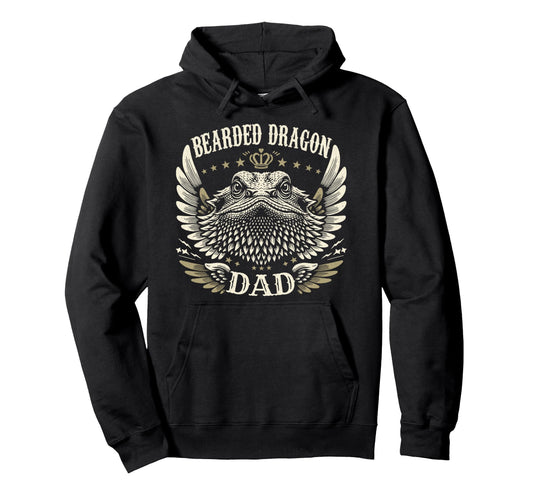Bearded Dragon Dad Biker Wings Hoodie - Casual Everyday Wear for Adults - T-Shirt, Sweatshirt, Hoodie