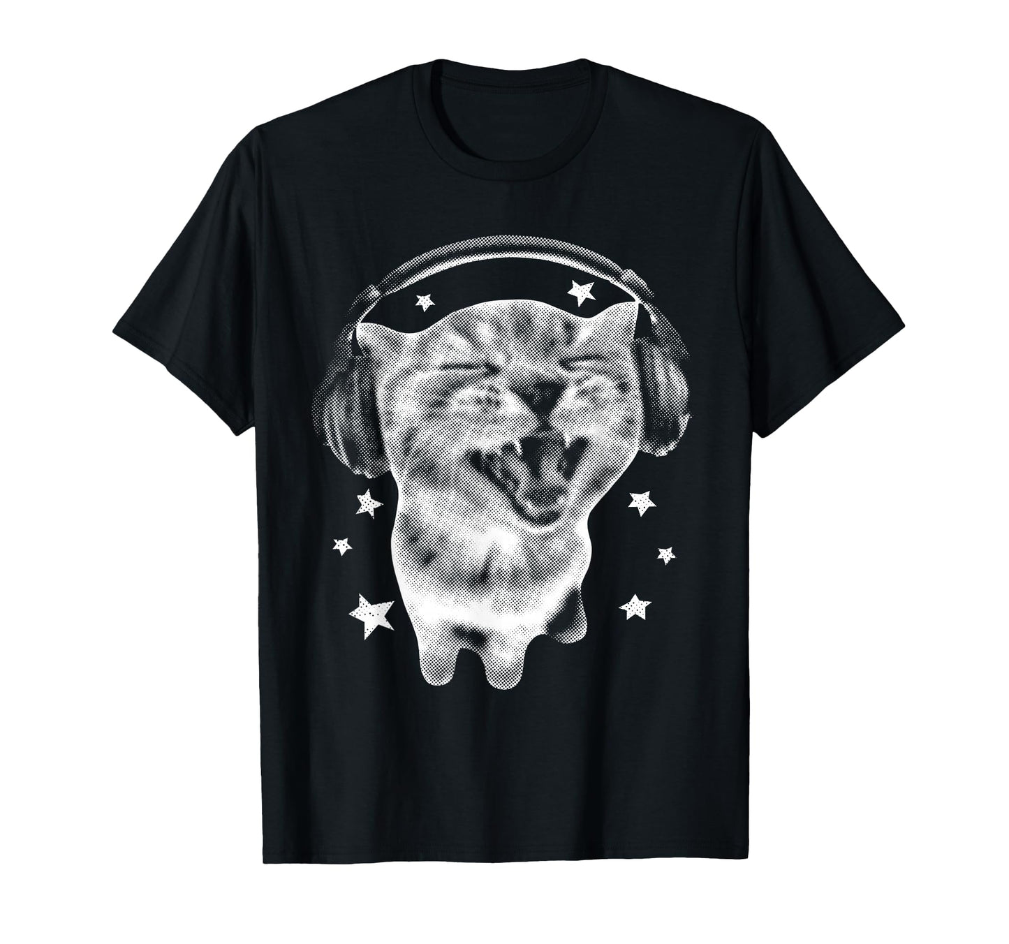 Headphones Cat Funny Y2K Grunge T-Shirt - Streetwear Style for Adults - T-Shirt, Sweatshirt, Hoodie
