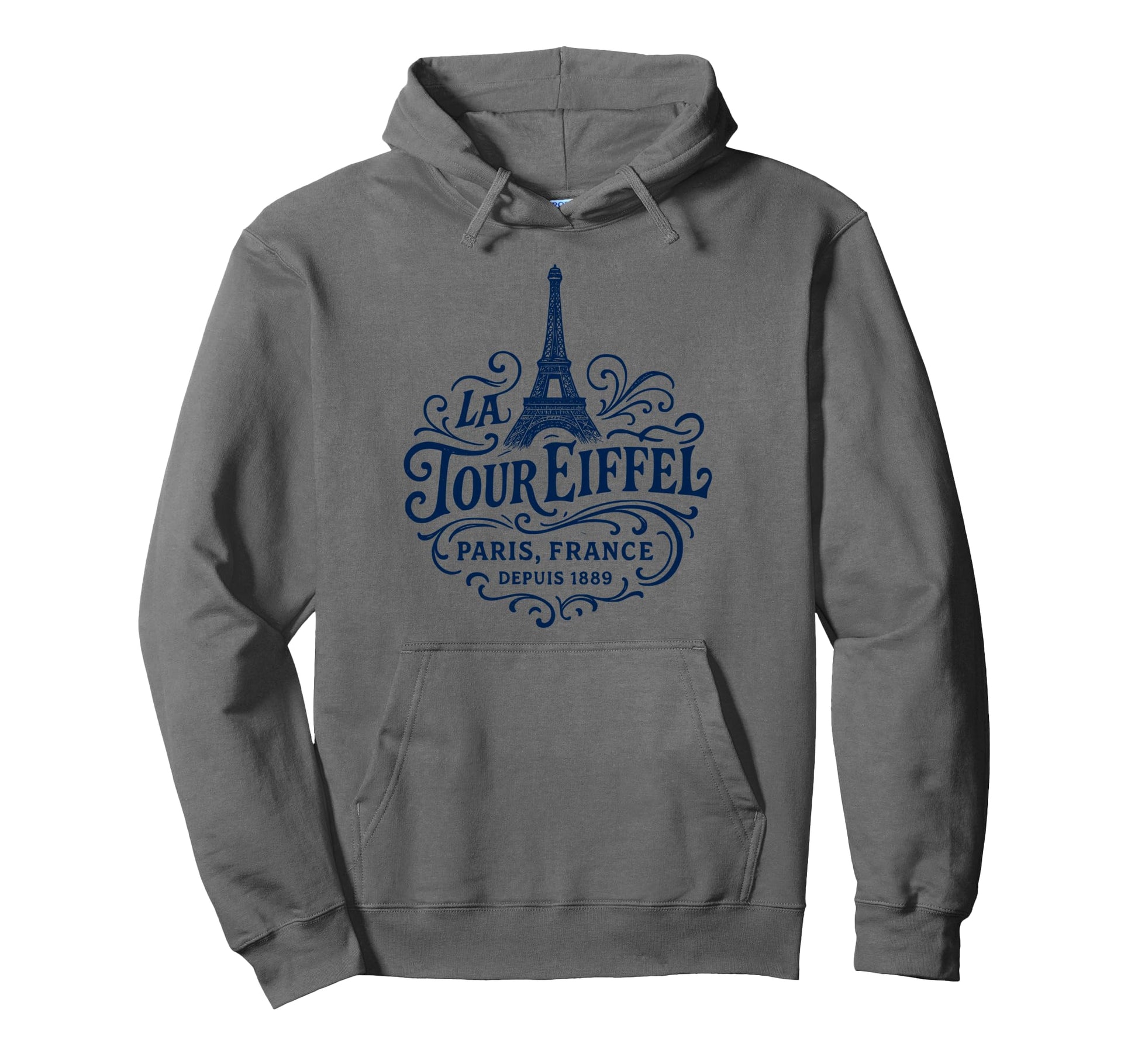 Eiffel Tower Paris France Since 1889 Navy Hoodie - Custom Art Print Unisex - T-Shirt, Sweatshirt, Hoodie
