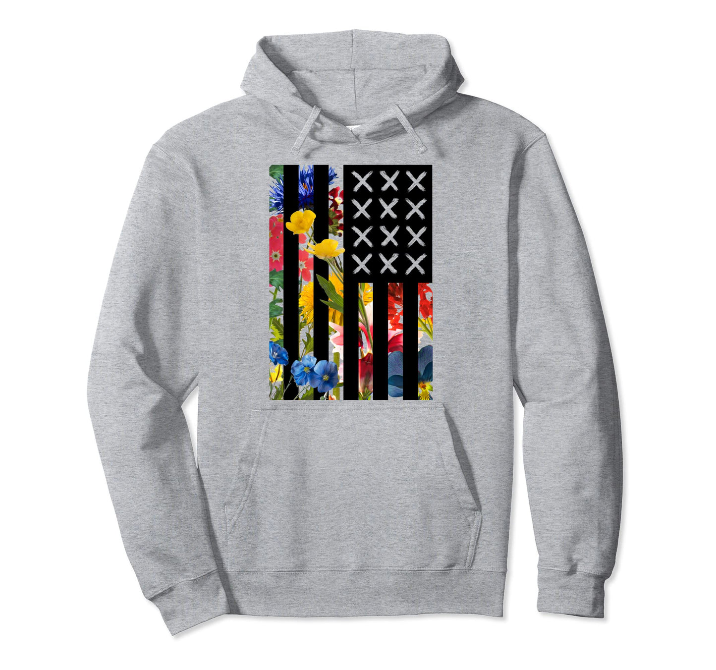 Modern Usa American Floral Flower Hoodie - Casual Everyday Wear for Adults - T-Shirt, Sweatshirt, Hoodie