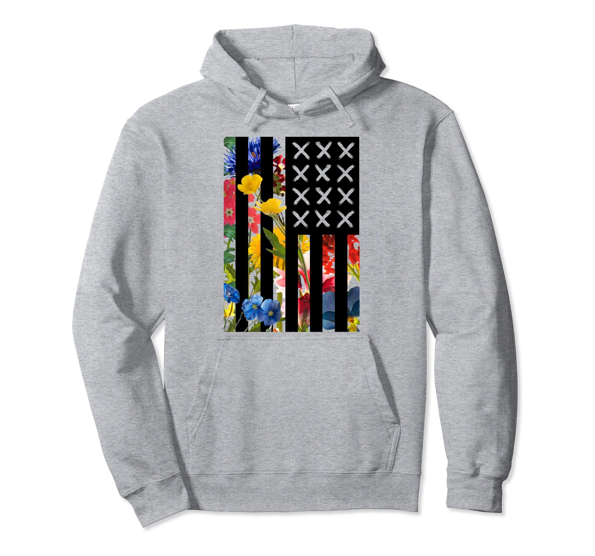 Modern Usa American Floral Flower Hoodie - Casual Everyday Wear for Adults - T-Shirt, Sweatshirt, Hoodie