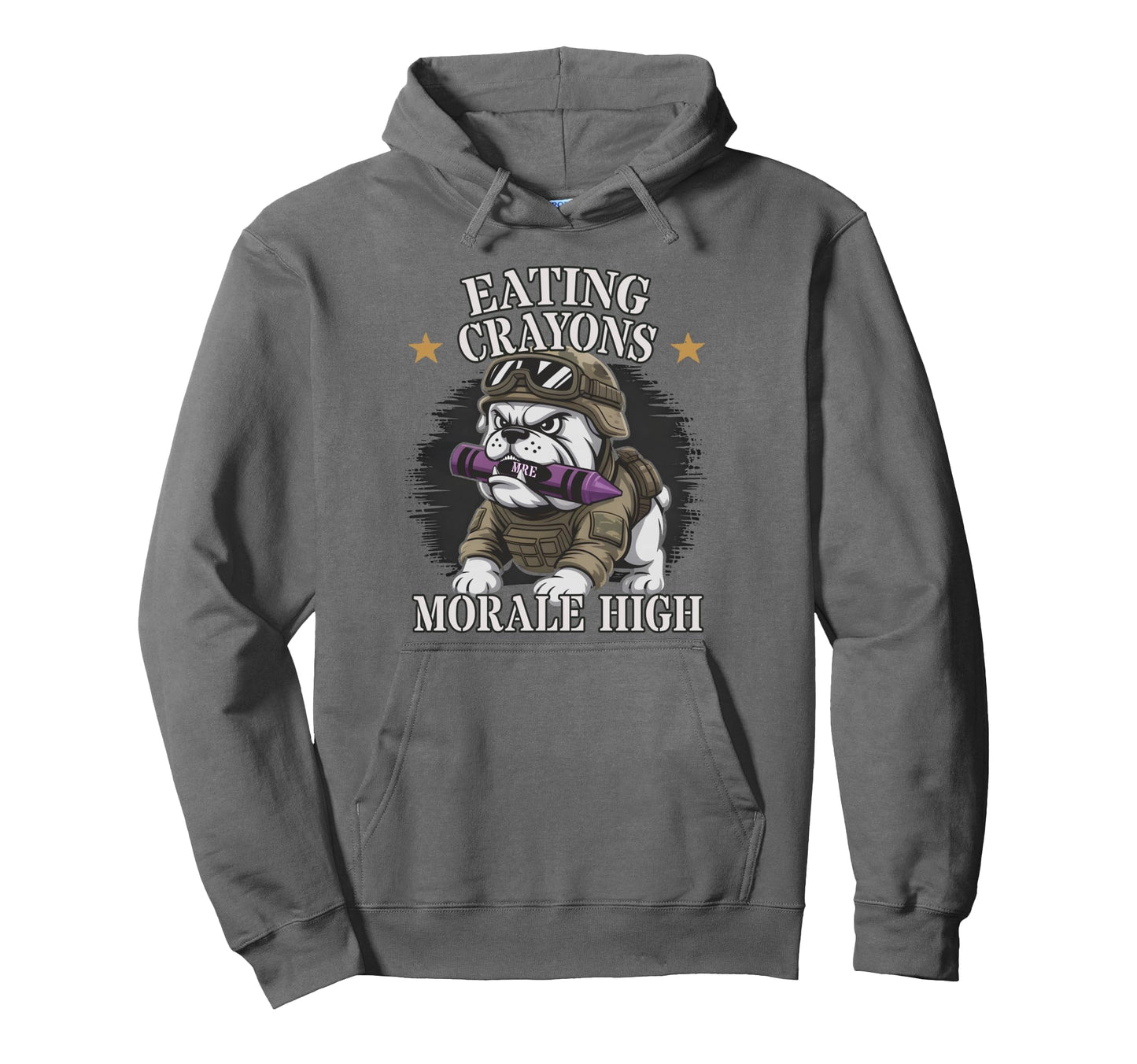 Funny Eating Crayons Morale High Corp Hoodie - Unique Graphic for Adults - T-Shirt, Sweatshirt, Hoodie