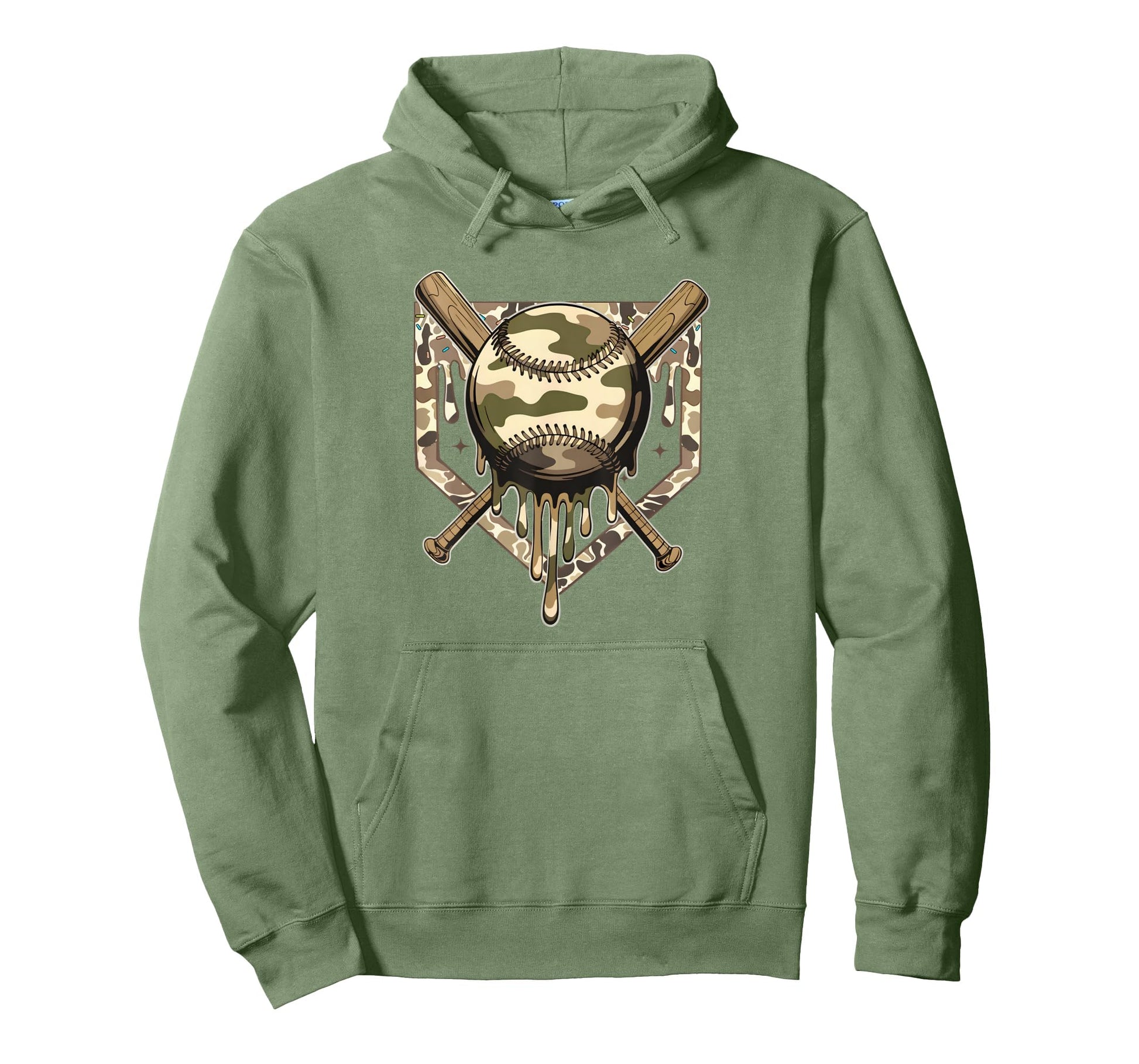Dripping Baseball Camo Camouflage Hoodie - Casual Everyday Wear Men Women - T-Shirt, Sweatshirt, Hoodie