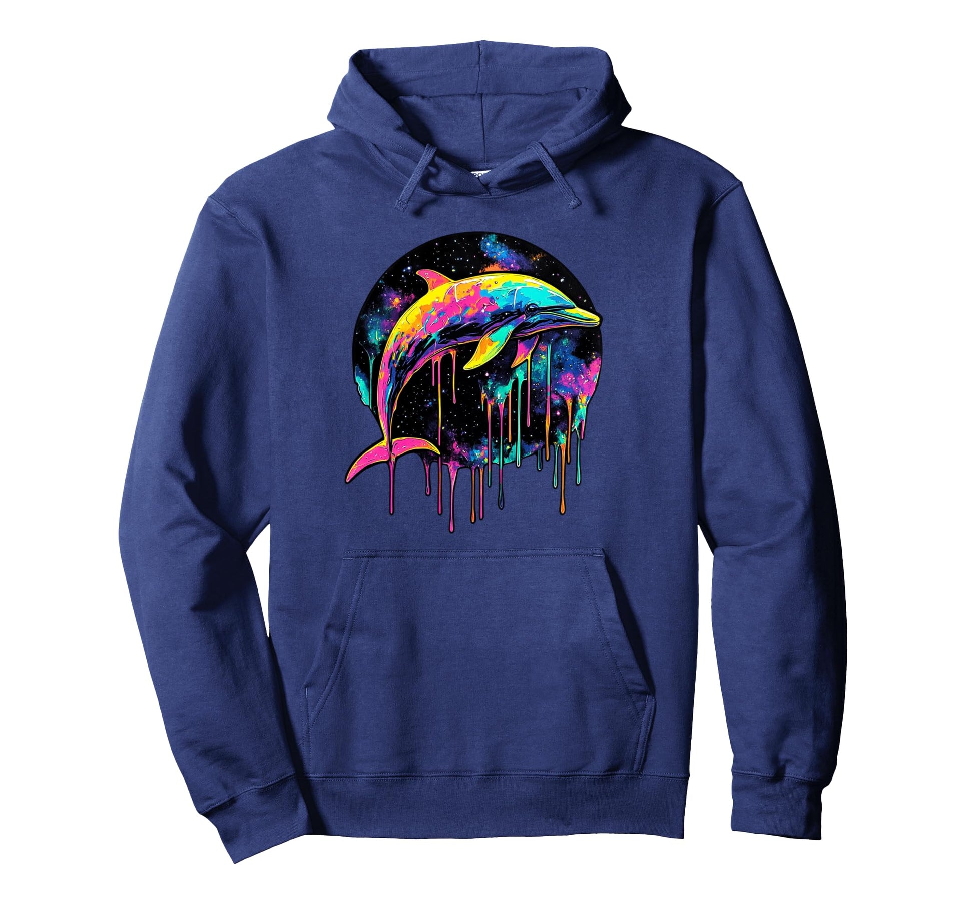 Dolphin Dripping Paint Space Hoodie - Aesthetic Graphic for Adults - T-Shirt, Sweatshirt, Hoodie