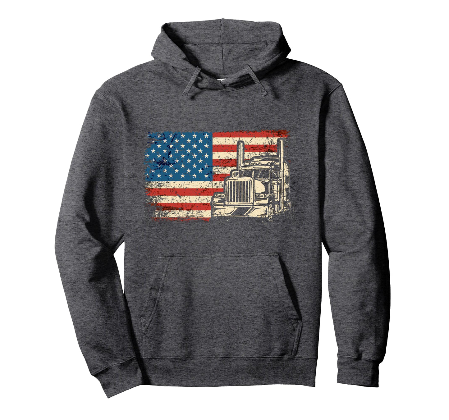 Usa Flag Patriotic Trucker Truck Driver Hoodie - Novelty Apparel for Adults - T-Shirt, Sweatshirt, Hoodie